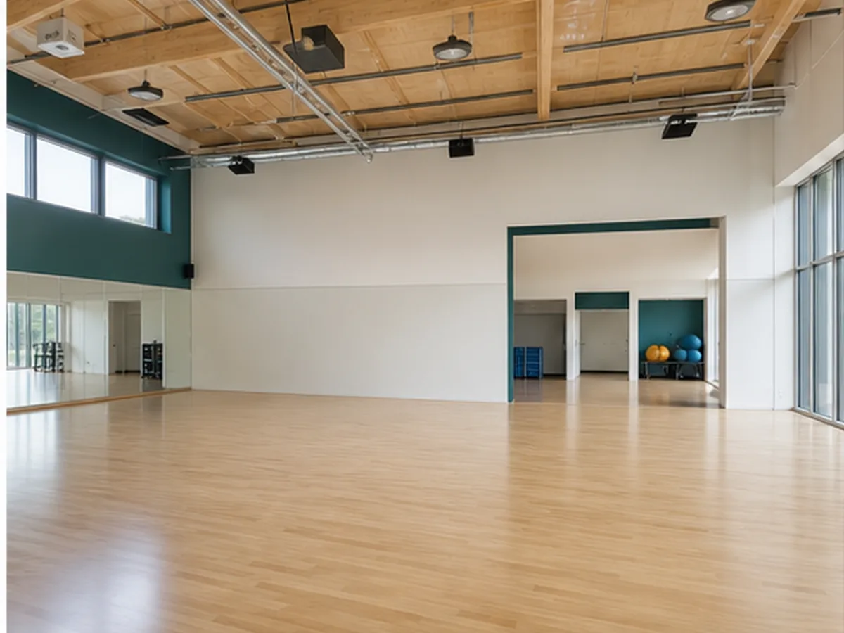 Helle leere Trainingshalle mit hoher Decke